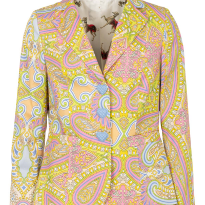 MAIDEN LANE Blazer IRMA Paisley – Vorderansicht bunt mit Herzknöpfen