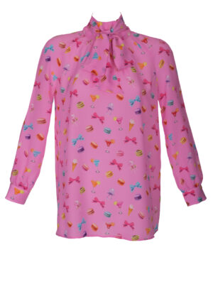Schluppenbluse mit Macarons-Print – Maison de l'île